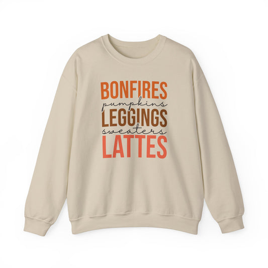 Bonfires, Pumpkins, Leggings, Sweaters, Lattes Sweatshirt